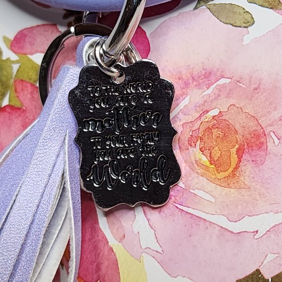 Celebrate Mom 100% Silicon Keychain Purple To the World You are a Mother - Picture 2 of 2